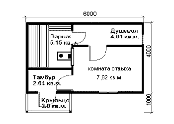 Размер бани на 6 человек с комнатой отдыха